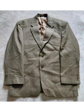 Lauren Ralph Lauren 40S Silk Wool Blazer Brown Houndstooth Suit Coat